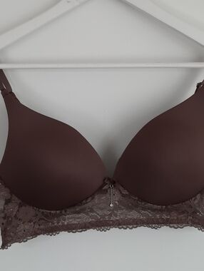 Daisy Fuentes Lace Push-Up Bra Size 38C Cocoa Brown